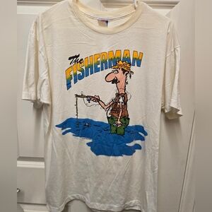Vintage 1980s Sun Sportswear Shirt Men XL The Fisherman Art by Haffner